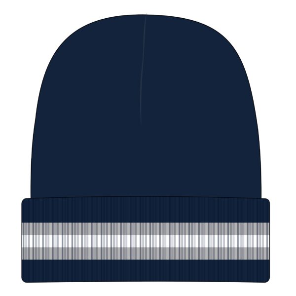 Beanie with Grey and White Stripes